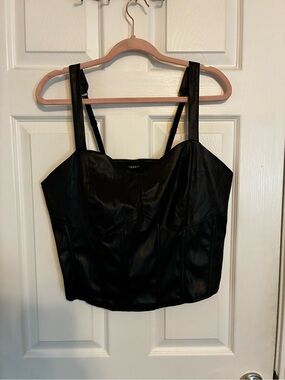 torrid Black Faux Leather Cropped Bustier Camisole